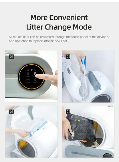 EU Stock Fully Automatic Smart Cat Litter Box Self-cleaning Large Capacity Cat Toilet APP Smart Control,Pet Supplies