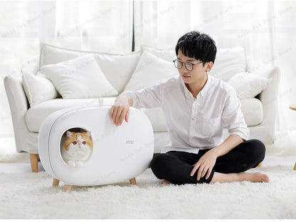 Mochi Shaped Pet Cat Litter Box Fully Enclosed Cat Litter Box Cat Toilet Pet Supplies Solid Color Style Pet Furniture