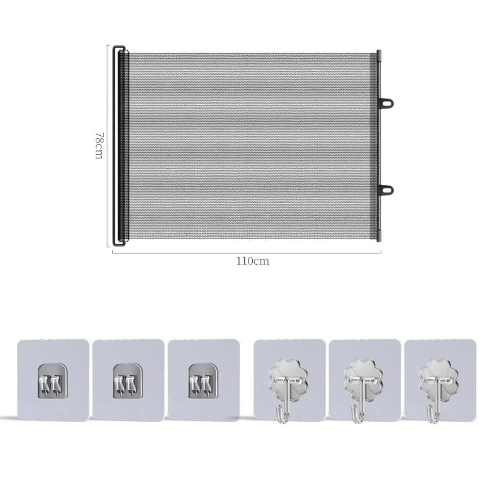Retractable Barrier Fences Mesh Design Higher Design Mesh Stairs Gate Easy Install Punch-Free Dog Safety Fence Pet Supplies