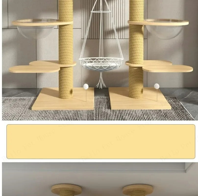 Double Pillar Cat Climbing Pillar Solid Wood Cat Cage Multifunctional Cat Stand Multi-layer Jumping Platform pet supplies