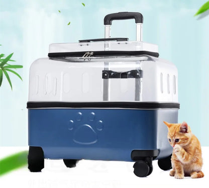 Cat Bag Breathable Outside Travel Pull Rod Pet Bags Portable Transparent Cats Handbag Silent Smooth Pet Supplies Products