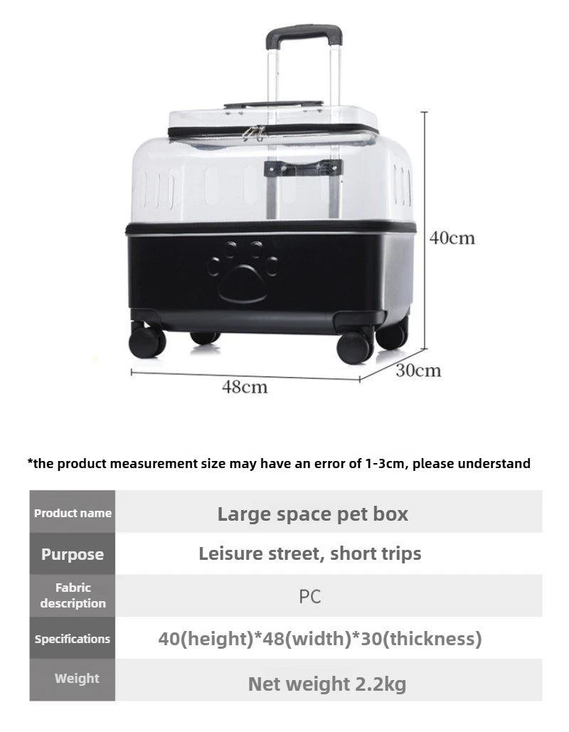 Cat Bag Breathable Outside Travel Pull Rod Pet Bags Portable Transparent Cats Handbag Silent Smooth Pet Supplies Products