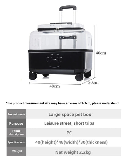 Cat Bag Breathable Outside Travel Pull Rod Pet Bags Portable Transparent Cats Handbag Silent Smooth Pet Supplies Products