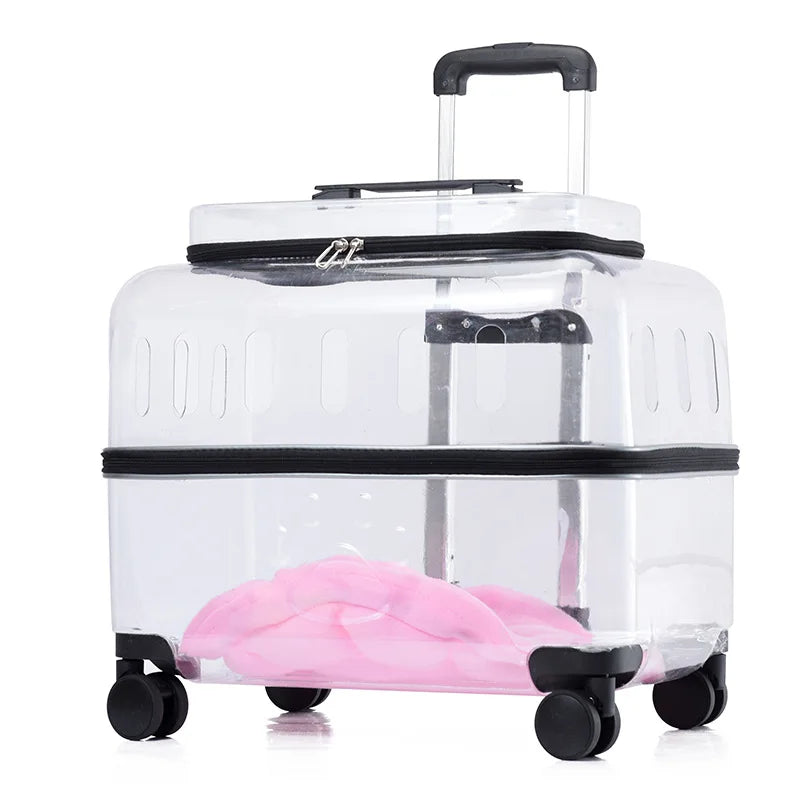 Cat Bag Breathable Outside Travel Pull Rod Pet Bags Portable Transparent Cats Handbag Silent Smooth Pet Supplies Products