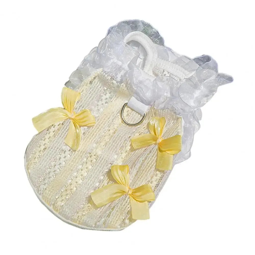 Pet Supplies Elegant Pet Vest Shirt Hollow Lace Bowknot Cat Dress Thin Design Cute Dog Clothes Autumn