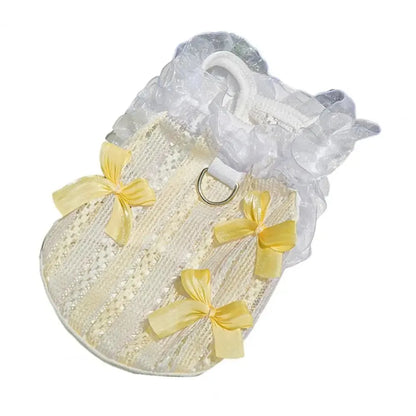 Pet Supplies Elegant Pet Vest Shirt Hollow Lace Bowknot Cat Dress Thin Design Cute Dog Clothes Autumn