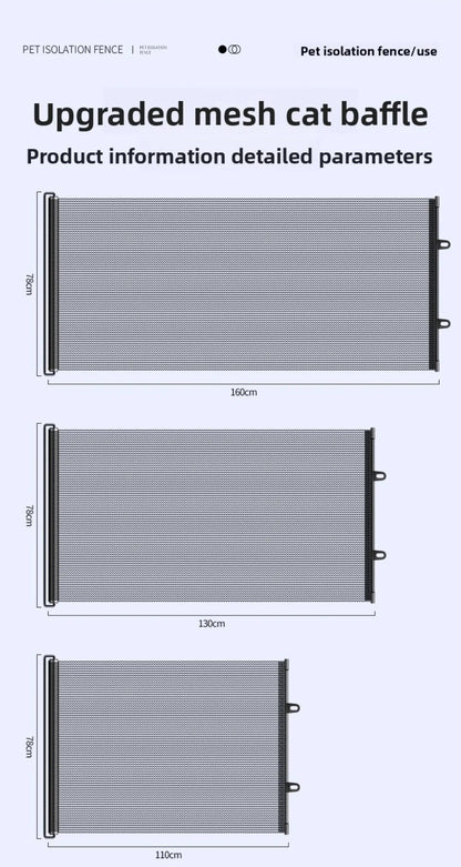 Retractable Barrier Fences Mesh Design Higher Design Mesh Stairs Gate Easy Install Punch-Free Dog Safety Fence Pet Supplies