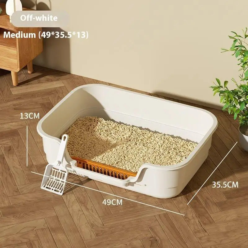 Large Capacity Multifunctional Cat Potty Semi Enclosed Anti-Splash Odor-Resistant Ventilated Cat Toilet Garbage Bin Pet Supplies