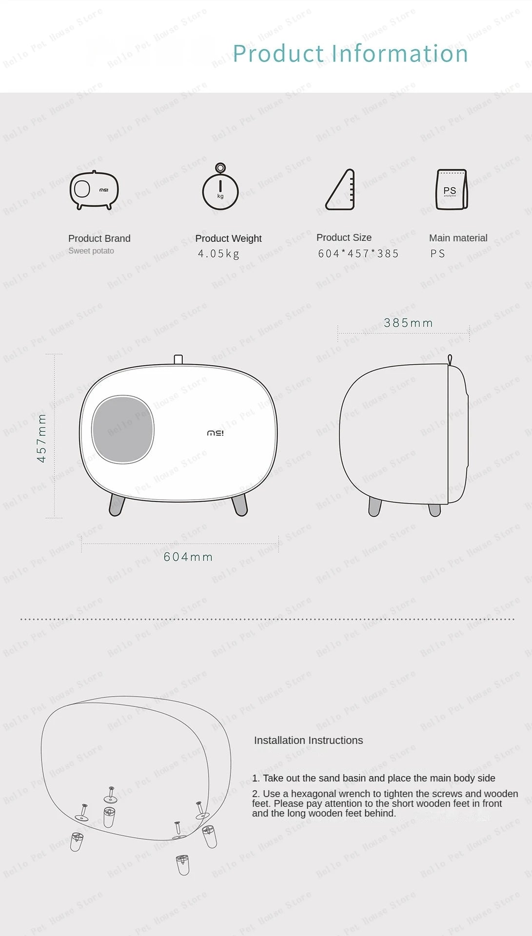 Mochi Shaped Pet Cat Litter Box Fully Enclosed Cat Litter Box Cat Toilet Pet Supplies Solid Color Style Pet Furniture
