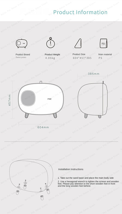 Mochi Shaped Pet Cat Litter Box Fully Enclosed Cat Litter Box Cat Toilet Pet Supplies Solid Color Style Pet Furniture