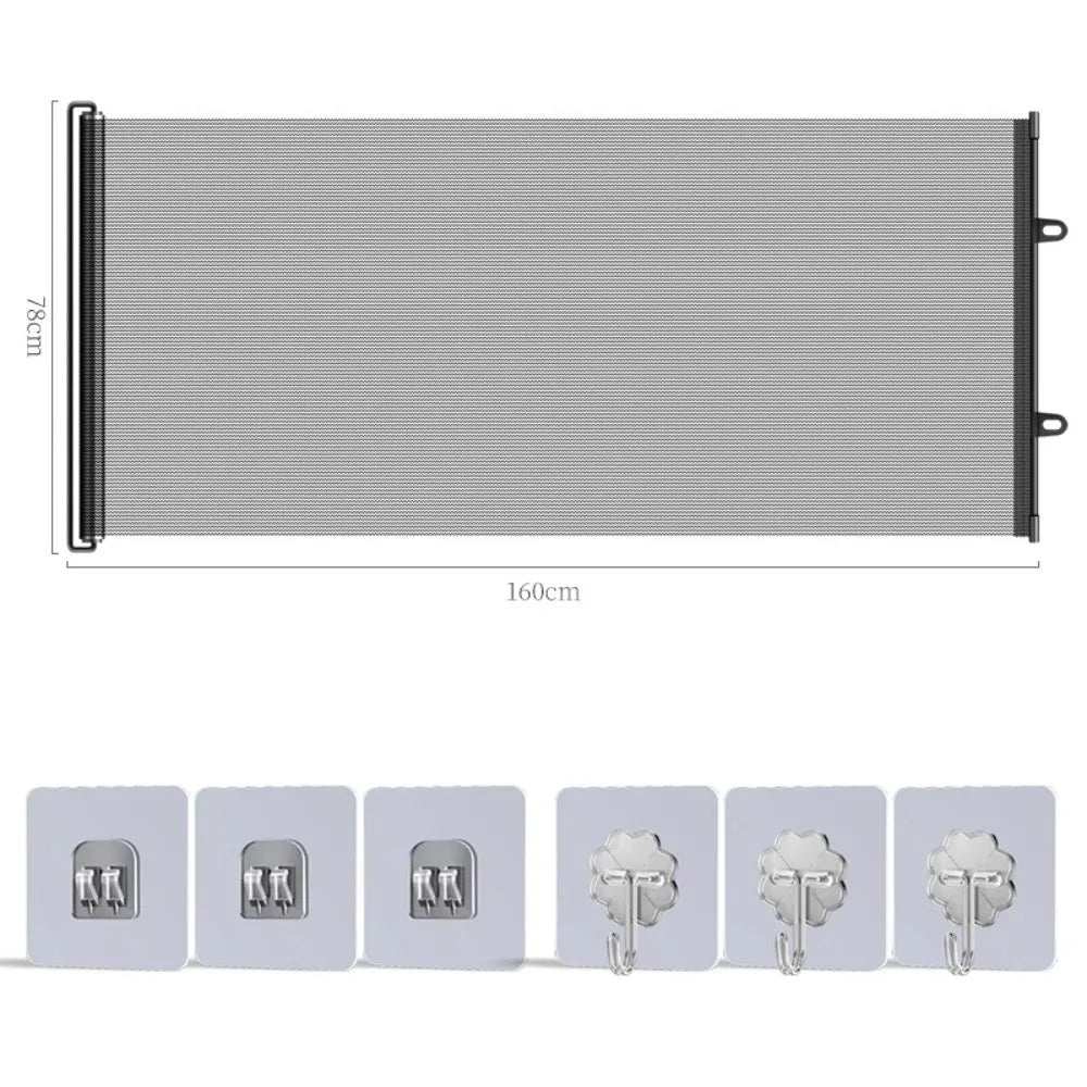 Retractable Barrier Fences Mesh Design Higher Design Mesh Stairs Gate Easy Install Punch-Free Dog Safety Fence Pet Supplies