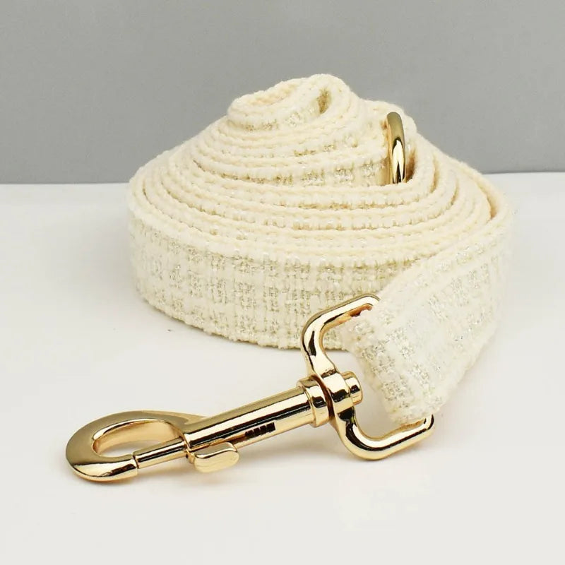 White Dog Collar Luxury New Adjustable Dog Harness Dogs Leash Engravable Metal Buckle Set for Small and Medium Dogs Pet Supplies