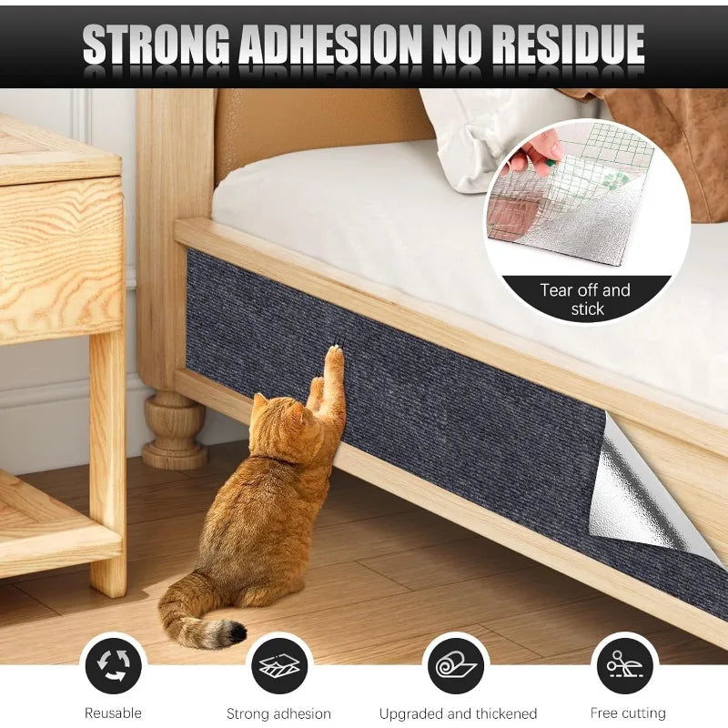1/5PCS Cat Scratching Mats Self-adhesive Wall Tape Trimmable Cat Climbing Carpet Furniture Protection Stickers Home Pet Supplies