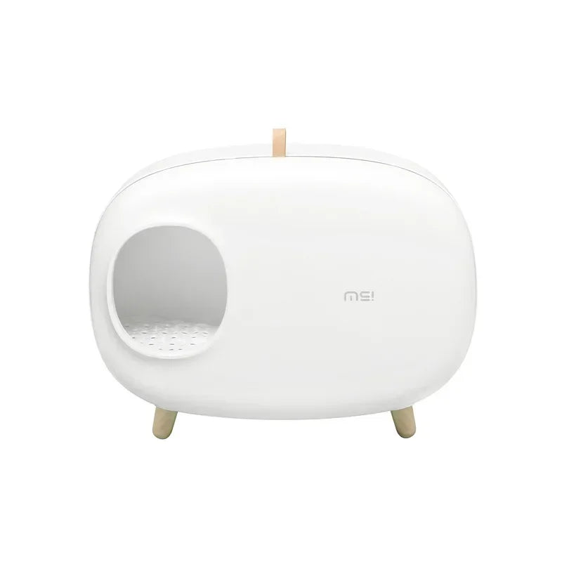 Mochi Shaped Pet Cat Litter Box Fully Enclosed Cat Litter Box Cat Toilet Pet Supplies Solid Color Style Pet Furniture