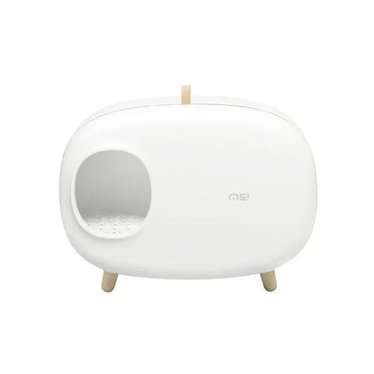 Mochi Shaped Pet Cat Litter Box Fully Enclosed Cat Litter Box Cat Toilet Pet Supplies Solid Color Style Pet Furniture