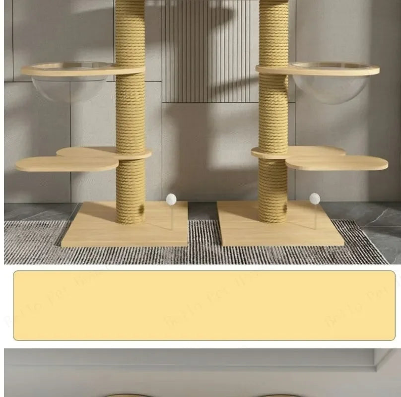Double Pillar Cat Climbing Pillar Solid Wood Cat Cage Multifunctional Cat Stand Multi-layer Jumping Platform pet supplies