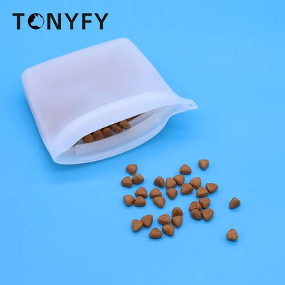 Dog Food Bag Waterproof Moisture-proof Pet Outdoor Training Dog Food Bag Dog Cat Silicone Snack Bag Storage Bag Pet Supplies