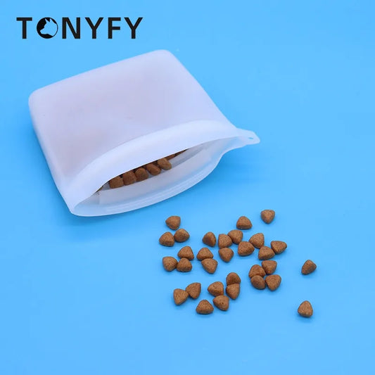 Dog Food Bag Waterproof Moisture-proof Pet Outdoor Training Dog Food Bag Dog Cat Silicone Snack Bag Storage Bag Pet Supplies