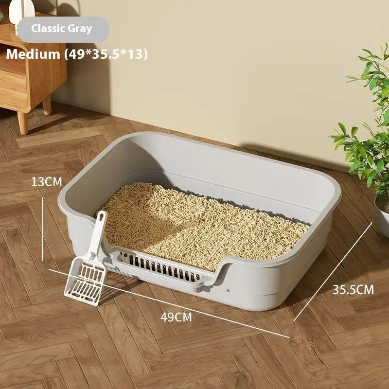 Large Capacity Multifunctional Cat Potty Semi Enclosed Anti-Splash Odor-Resistant Ventilated Cat Toilet Garbage Bin Pet Supplies