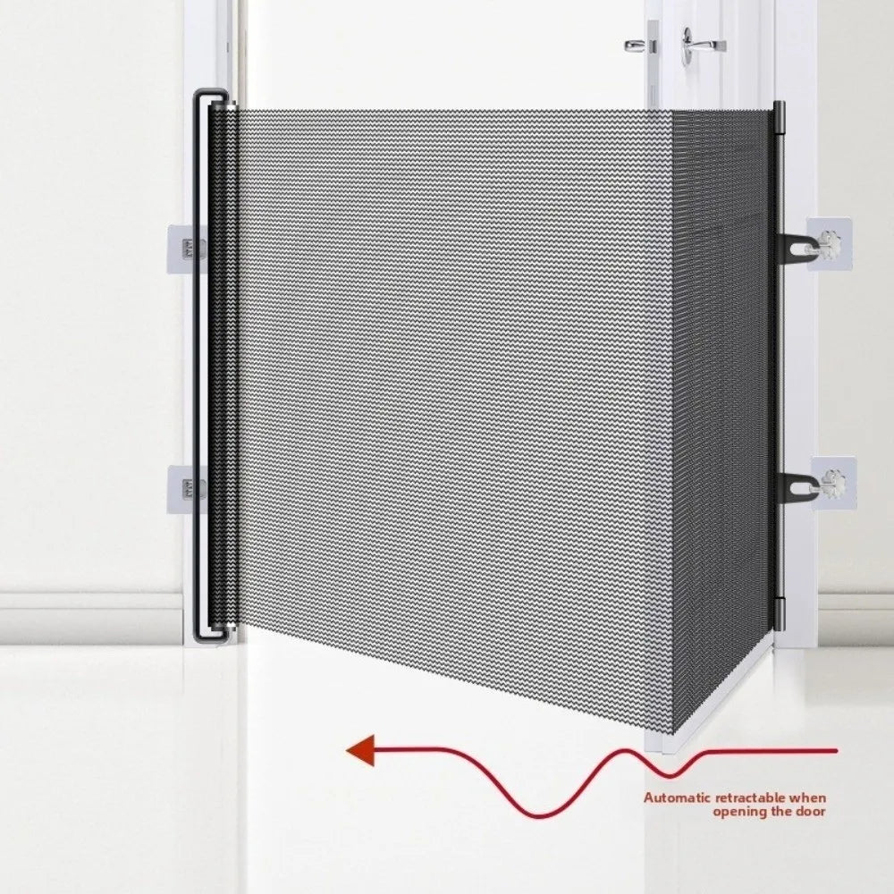 Retractable Barrier Fences Mesh Design Higher Design Mesh Stairs Gate Easy Install Punch-Free Dog Safety Fence Pet Supplies