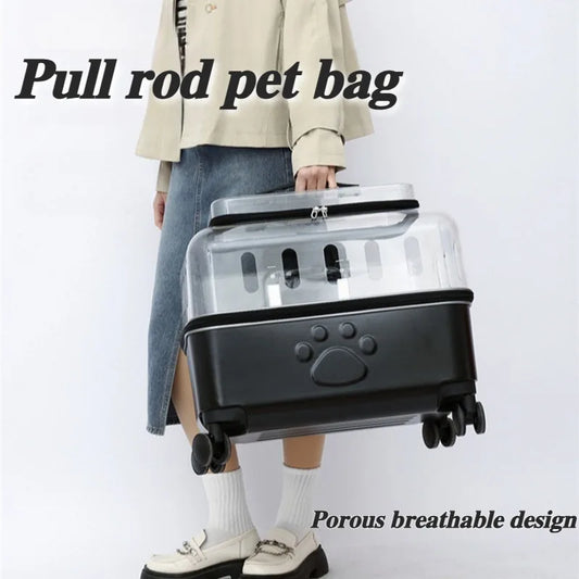 Cat Bag Breathable Outside Travel Pull Rod Pet Bags Portable Transparent Cats Handbag Silent Smooth Pet Supplies Products