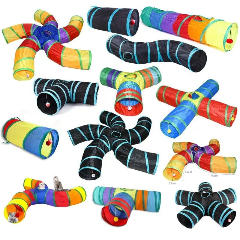 Hot Foldable Cat Tunnel Tube Interactive Fun Kitty Training Toy Boredom Buster for Puppy Kitten Pet Supplies Cat Accessory