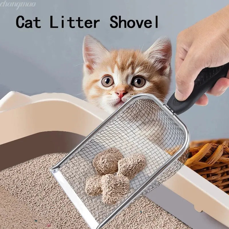 2X2mm Fine Pores Cat Sand Shovel Pet Supplies Stainless Steel Shovel Applicable Small Cat Litter Pet Feces Clean Filter Shovel