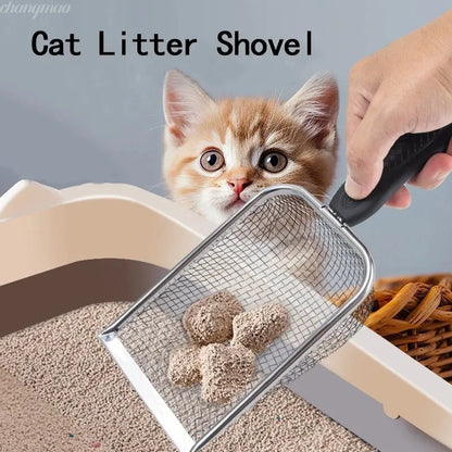 2X2mm Fine Pores Cat Sand Shovel Pet Supplies Stainless Steel Shovel Applicable Small Cat Litter Pet Feces Clean Filter Shovel