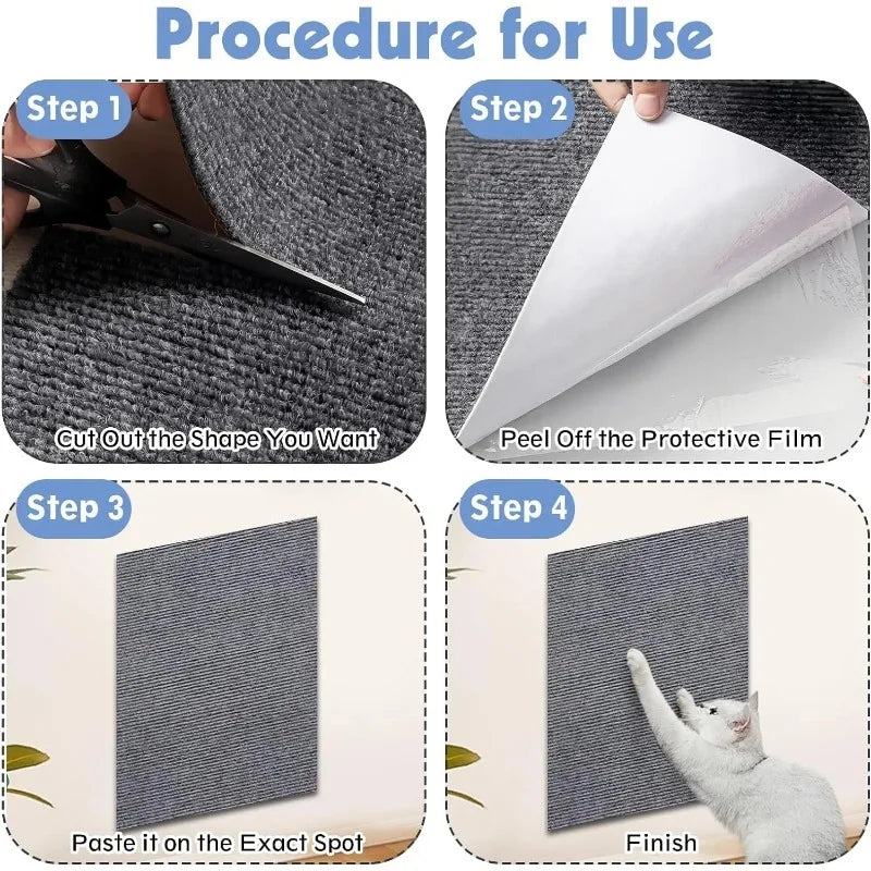 1/5PCS Cat Scratching Mats Self-adhesive Wall Tape Trimmable Cat Climbing Carpet Furniture Protection Stickers Home Pet Supplies
