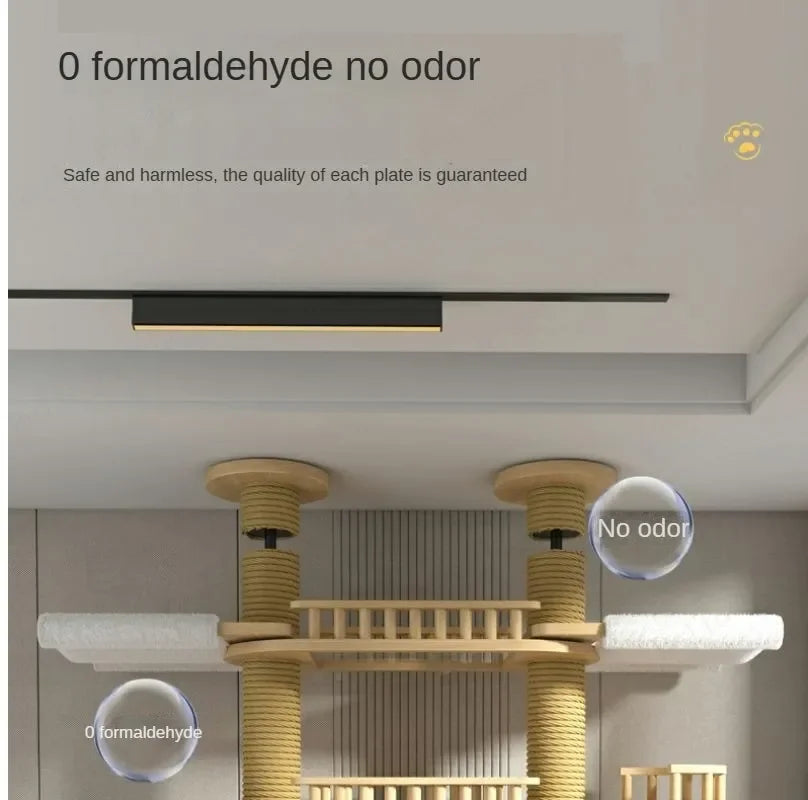 Double Pillar Cat Climbing Pillar Solid Wood Cat Cage Multifunctional Cat Stand Multi-layer Jumping Platform pet supplies