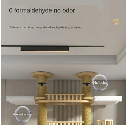 Double Pillar Cat Climbing Pillar Solid Wood Cat Cage Multifunctional Cat Stand Multi-layer Jumping Platform pet supplies