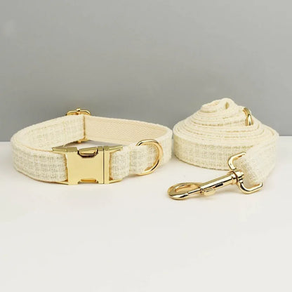 White Dog Collar Luxury New Adjustable Dog Harness Dogs Leash Engravable Metal Buckle Set for Small and Medium Dogs Pet Supplies