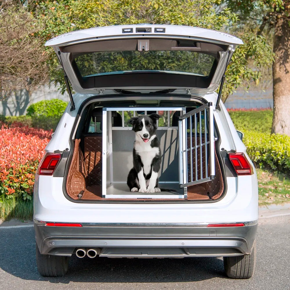 White Black Aluminum Dog Cage Travel  Transport Cage with 1 Door for Pet Dog Cage Pet Supplies House Home