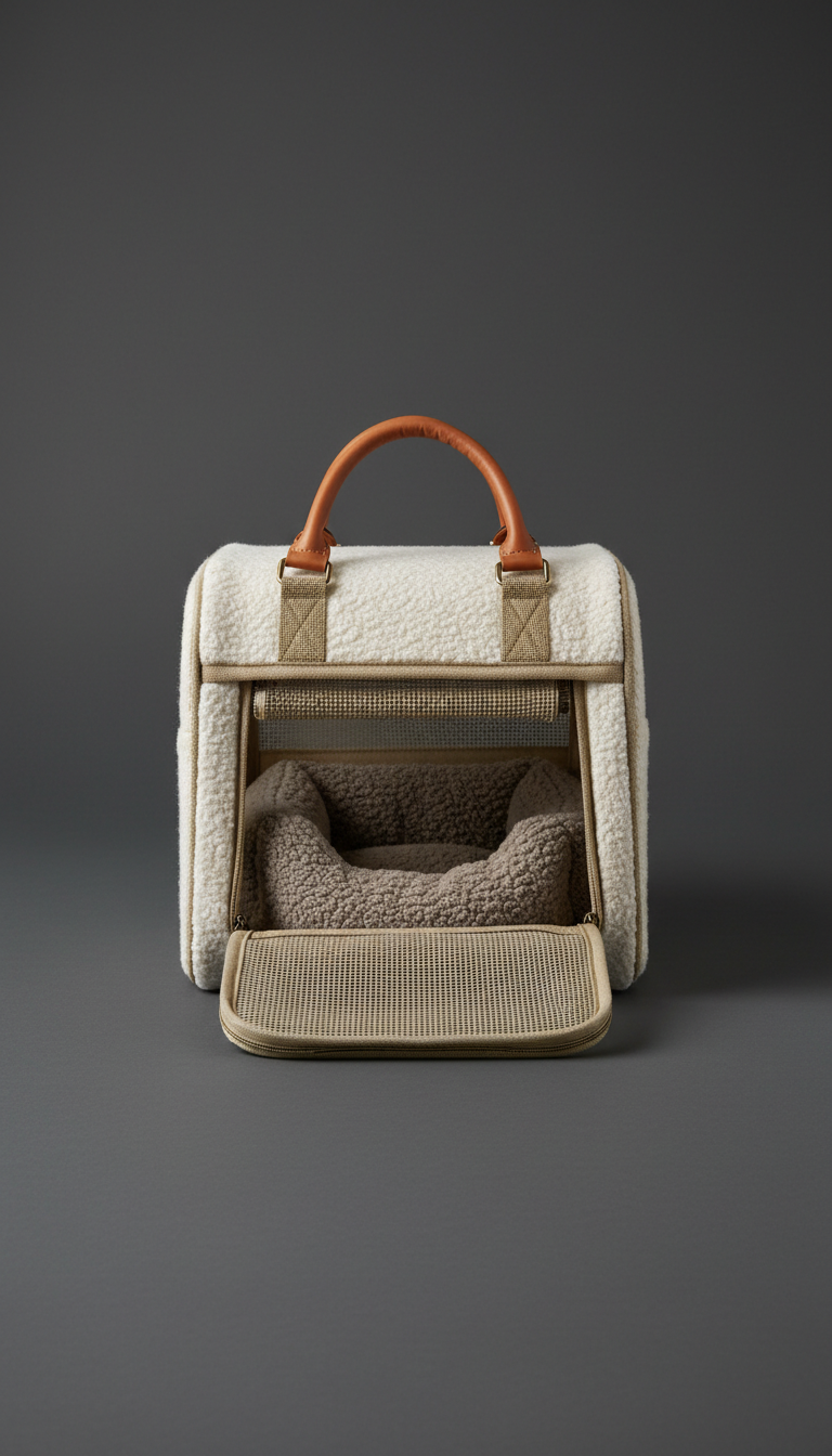 Luxury boucle pet carrier