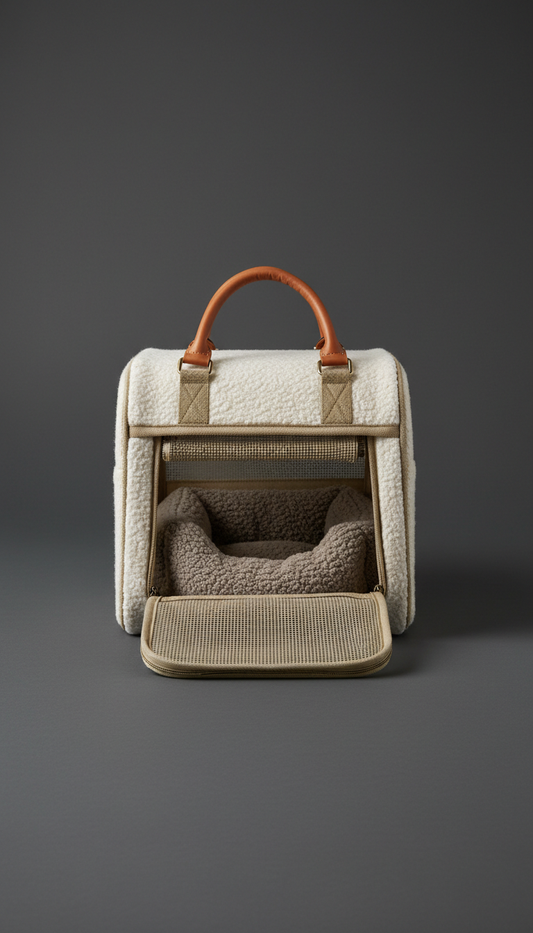 Luxury boucle pet carrier